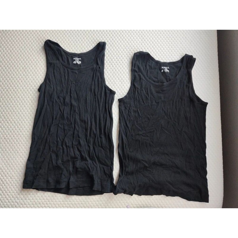 Merona 2 pack two men's black tank tops ribbed M